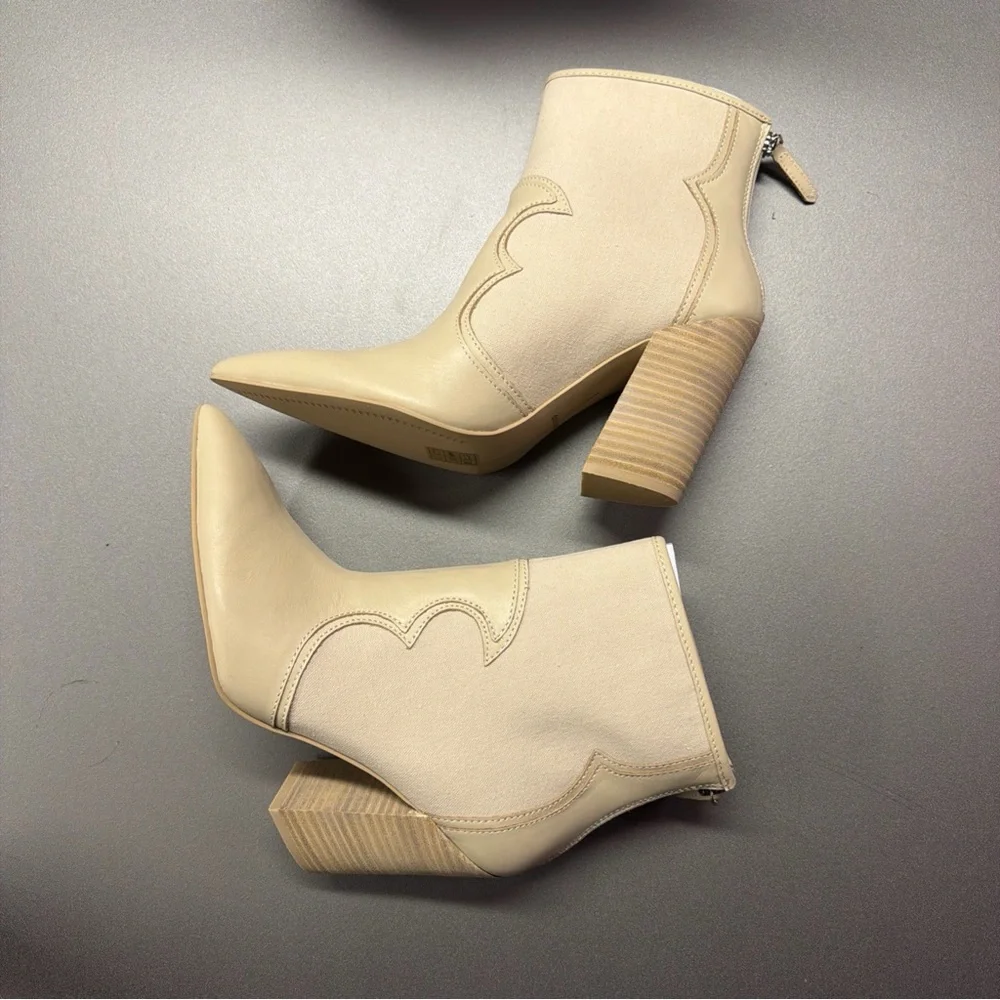 Dolce‎ Vita Leather Heeled Ankle Boots Noraya Sand Size 9.5 New with Box